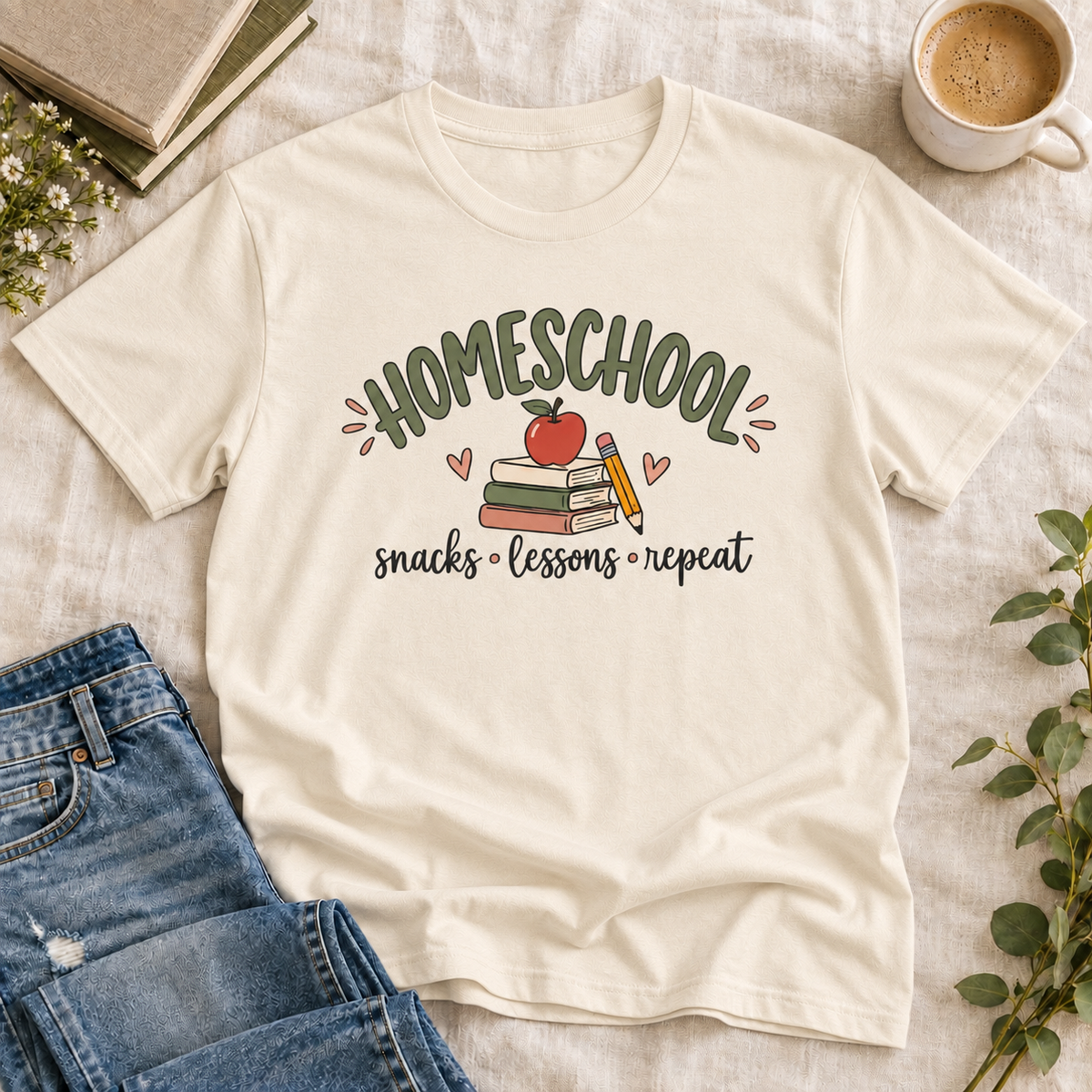 Homeschool Mom Shirt - Retro Books & Apple Graphic Tee, Homeschool Mama Gift