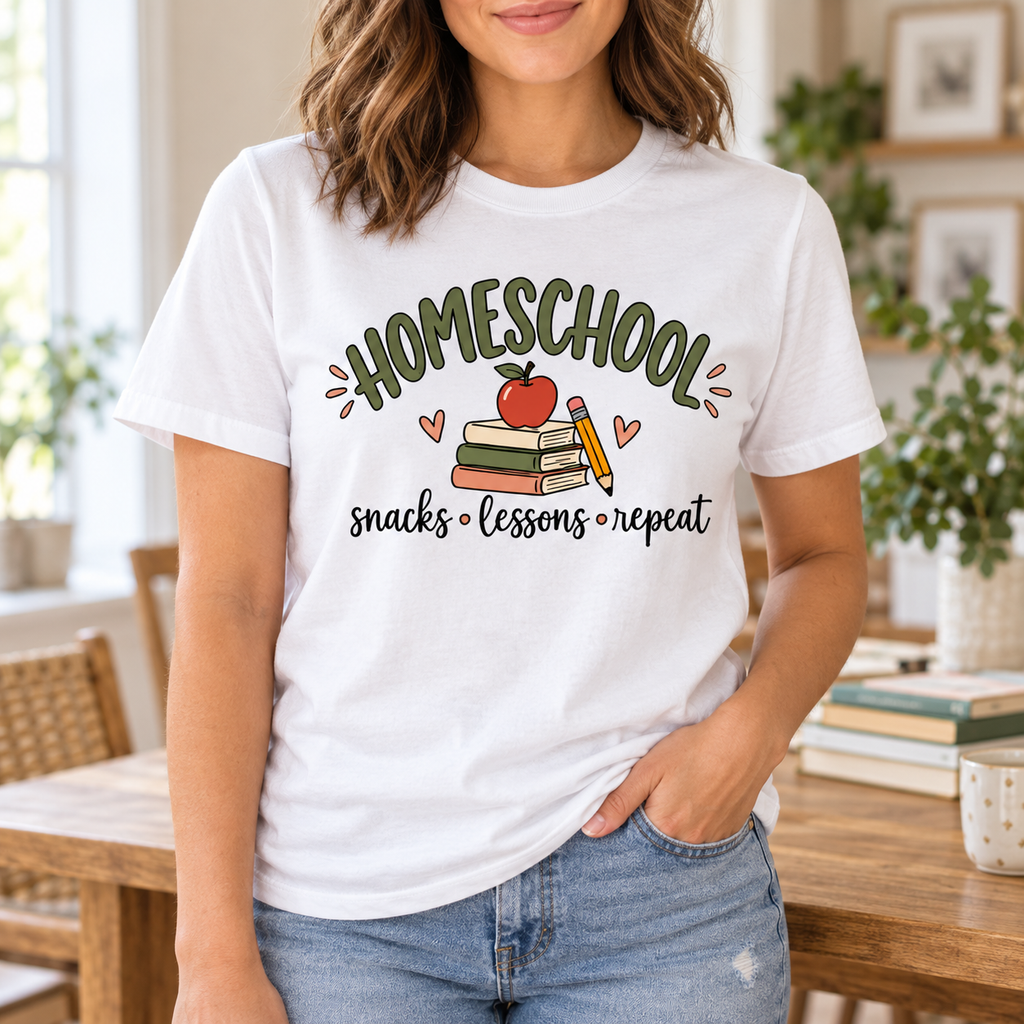 Homeschool Mom Shirt - Retro Books & Apple Graphic Tee, Homeschool Mama Gift