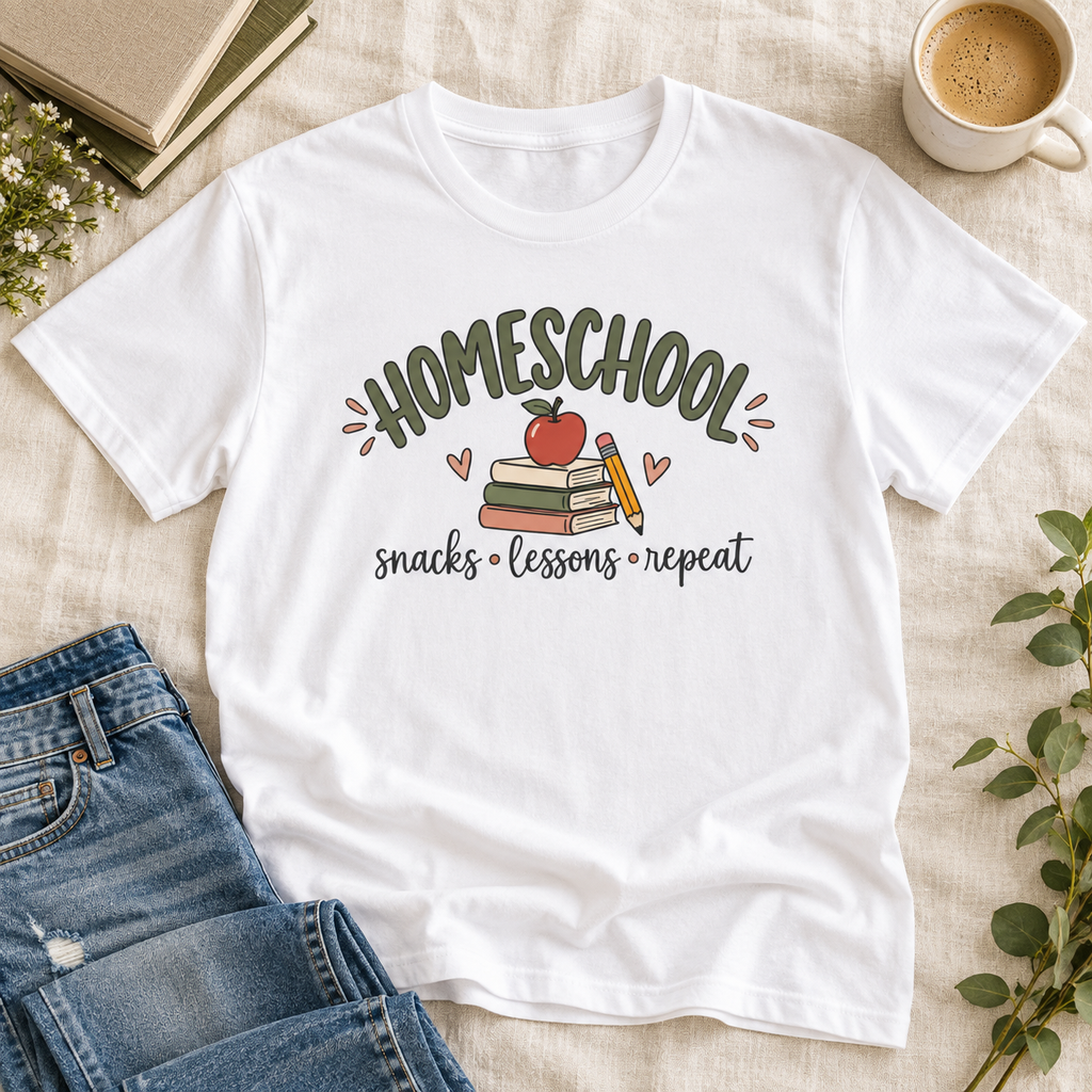 Homeschool Mom Shirt - Retro Books & Apple Graphic Tee, Homeschool Mama Gift