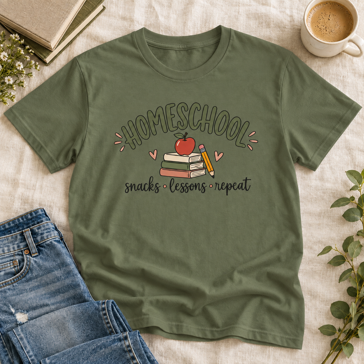 Homeschool Mom Shirt - Retro Books & Apple Graphic Tee, Homeschool Mama Gift