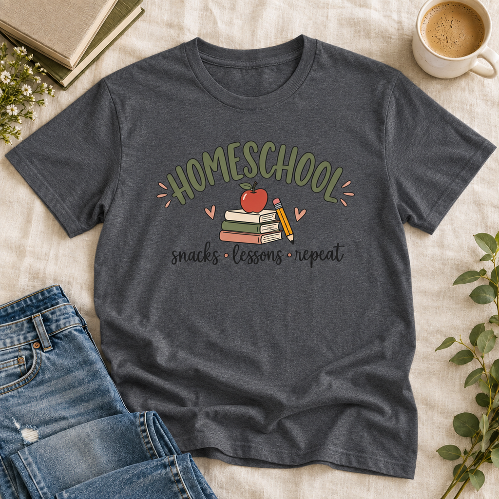 Homeschool Mom Shirt - Retro Books & Apple Graphic Tee, Homeschool Mama Gift