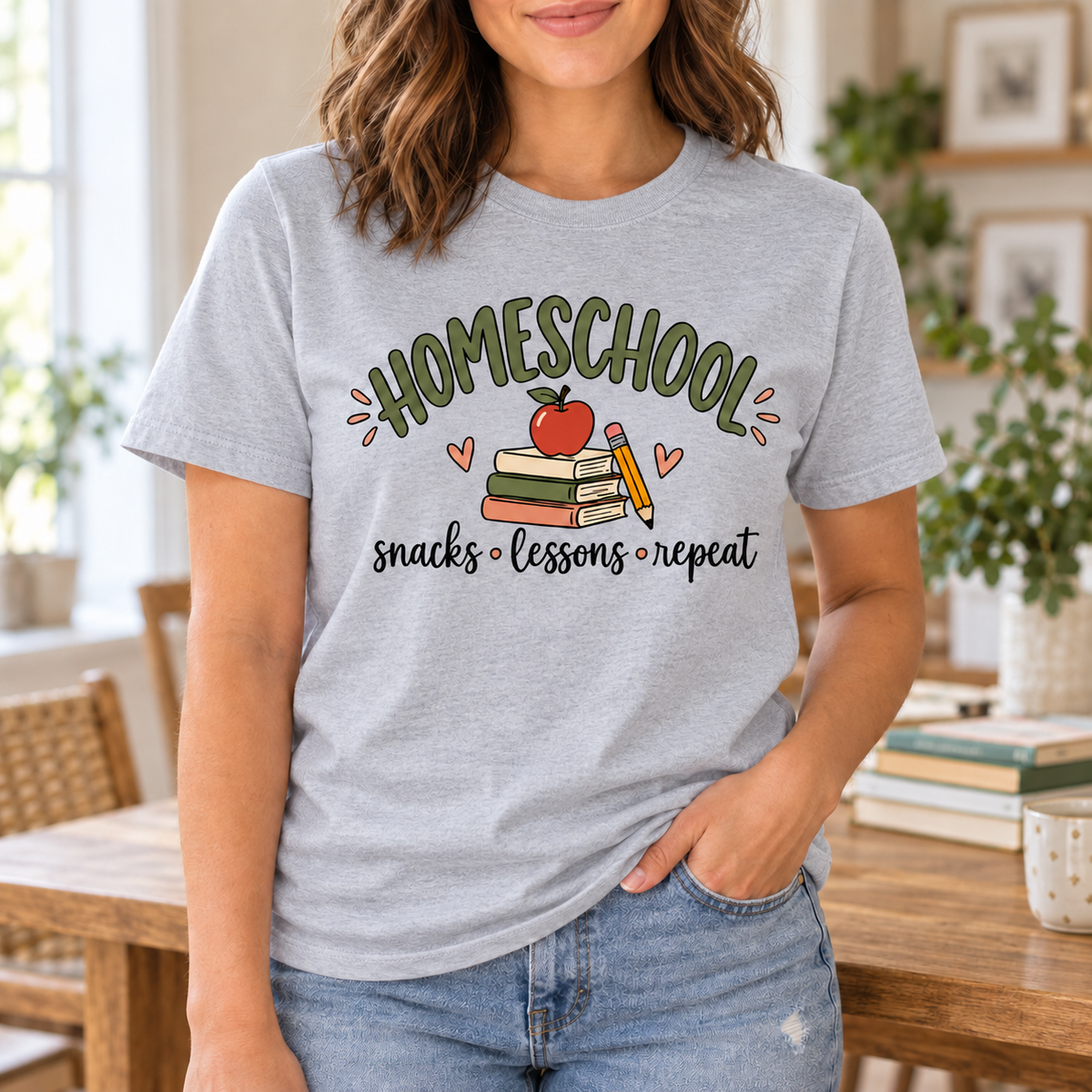 Homeschool Mom Shirt - Retro Books & Apple Graphic Tee, Homeschool Mama Gift