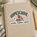Homeschool Mom Sticker - Snacks Lessons Repeat Kiss-Cut Sticker for Laptop or Planner, Homeschool Mama Gift